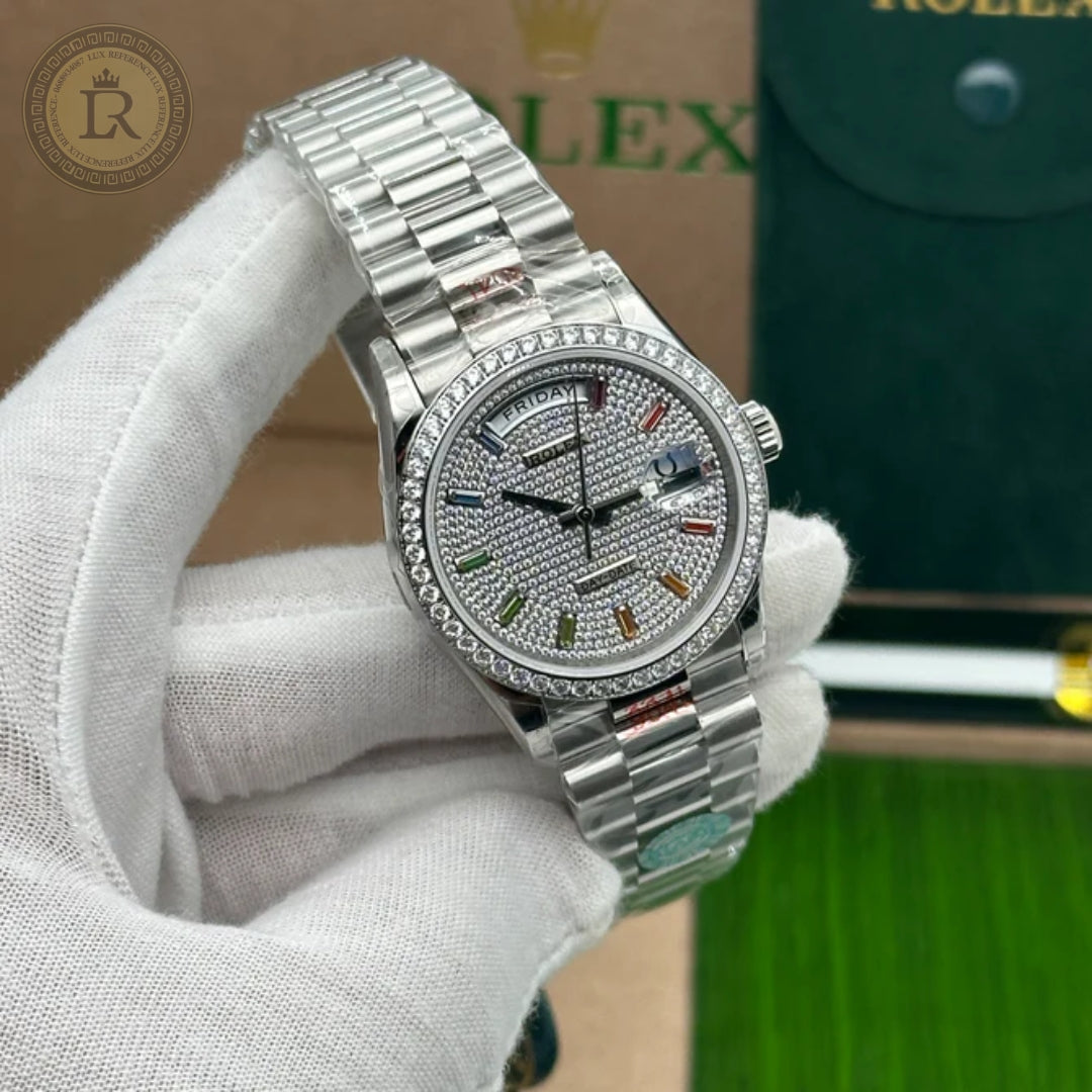 Meridian Presidential 36mm — White Gold, Pavé Diamonds