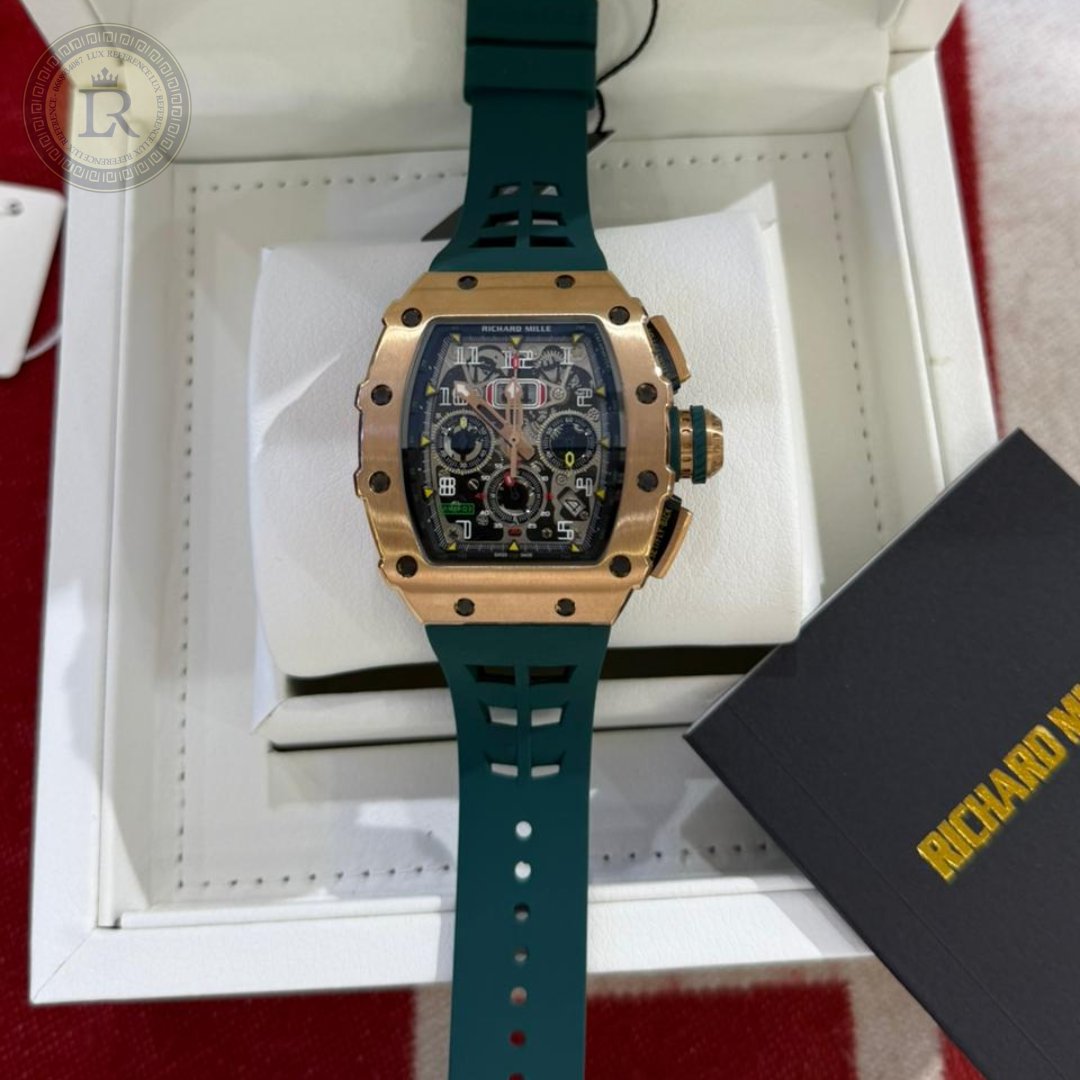 Meridian Skeleton Tonneau Sport — Rose Gold, Green Strap