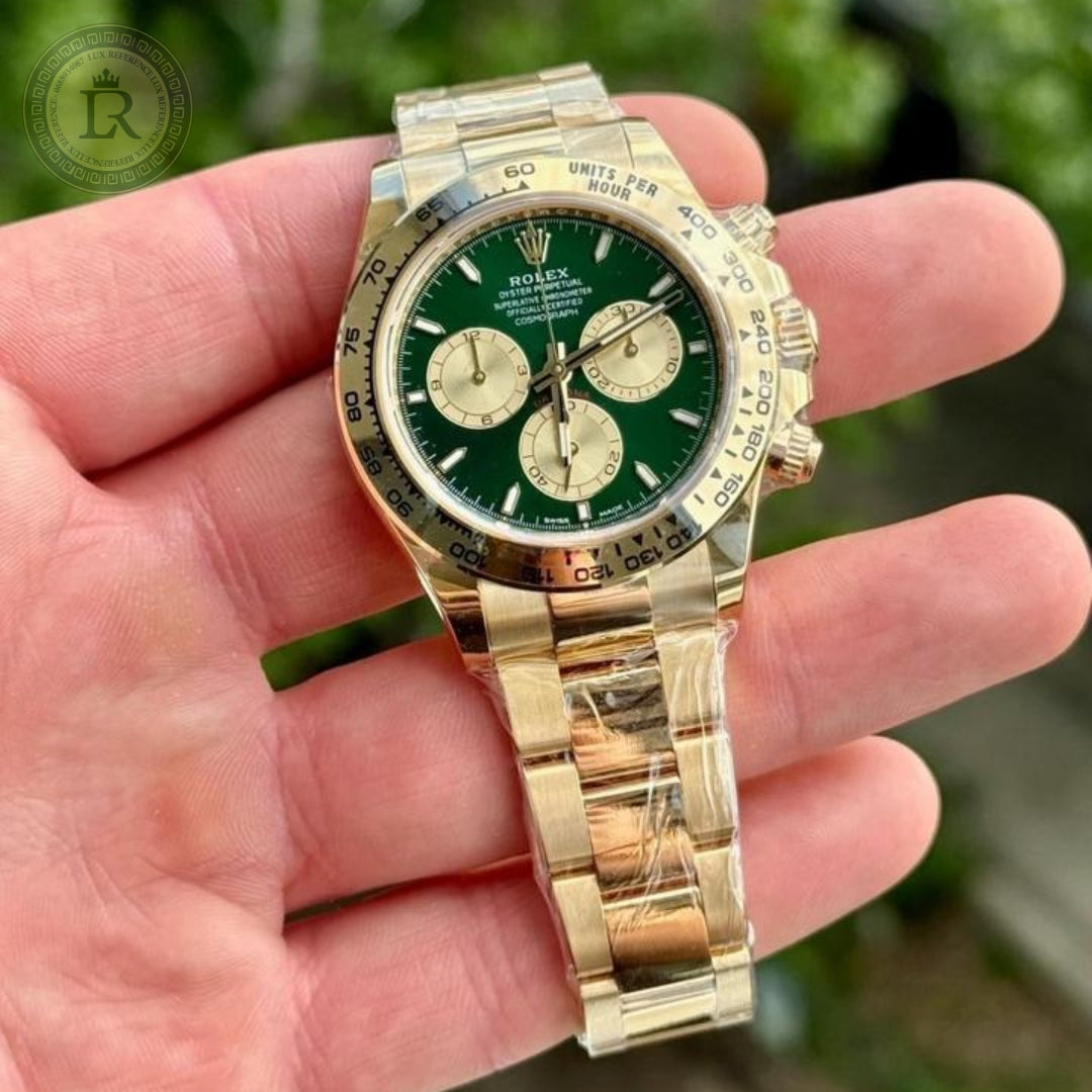 Meridian Racing Chronograph — Yellow Gold, Green Dial