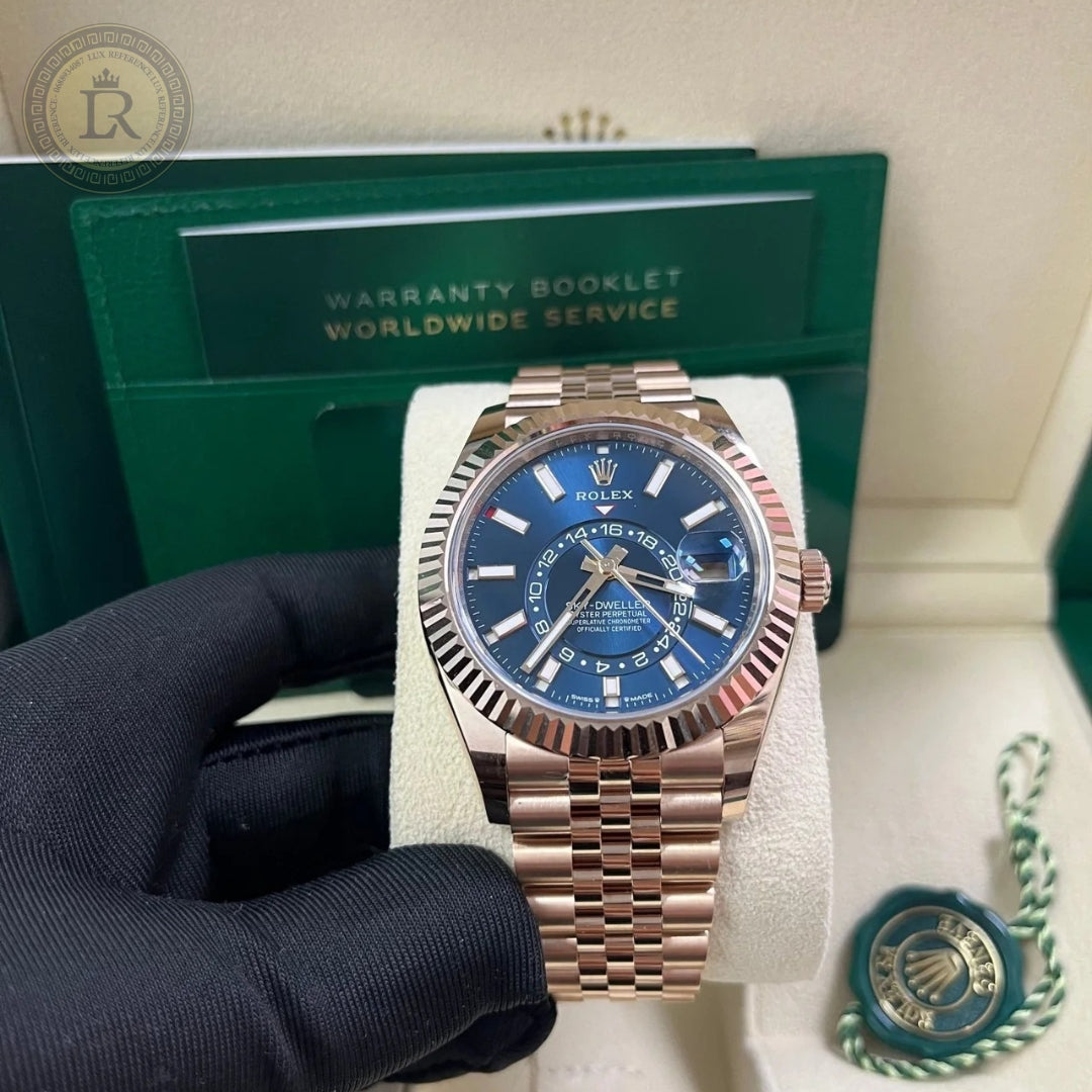 Meridian Dual-Time Pilot — Rose Gold, Blue Dial