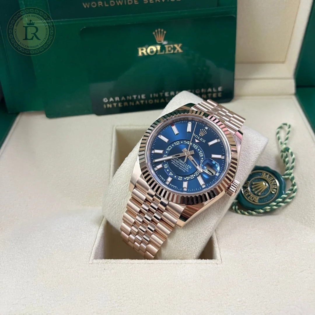 Meridian Dual-Time Pilot — Rose Gold, Blue Dial