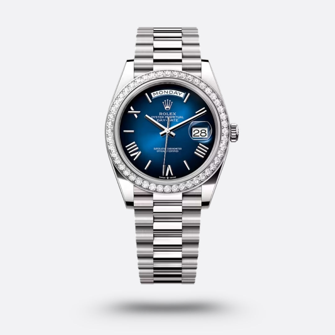 Meridian Presidential 36mm — White Gold, Diamonds, Ombré Blue