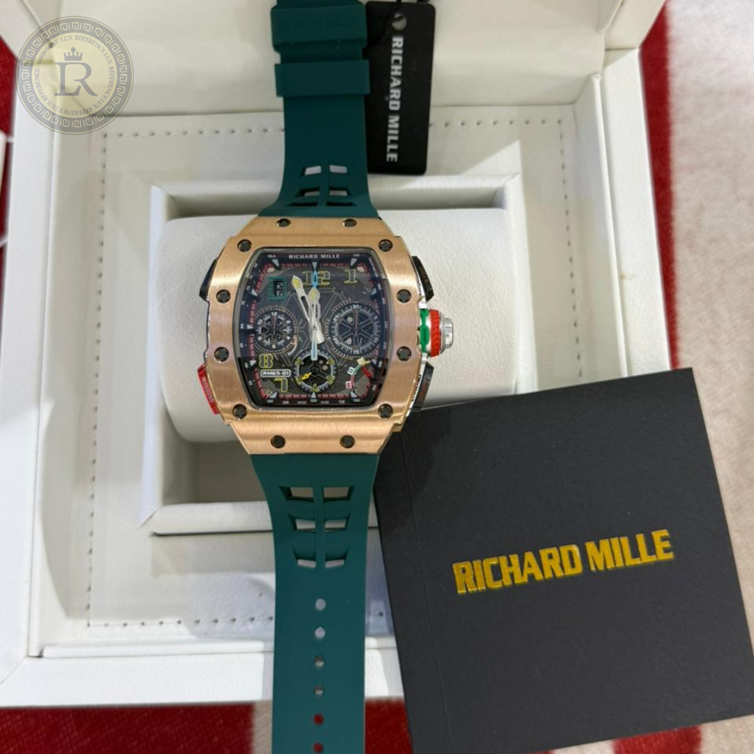 Meridian Skeleton Tonneau Sport — Rose Gold, Dark Green Strap