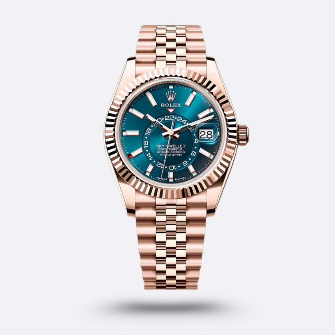 Meridian Dual-Time Pilot — Rose Gold, Blue Dial